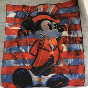 Disneyland Resort American Mouse Sweatshirt Large Gray Grey Mickey Flag America
